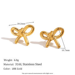 18KG cute bow stainless steel studs earrings