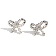 18KG cute bow stainless steel studs earrings
