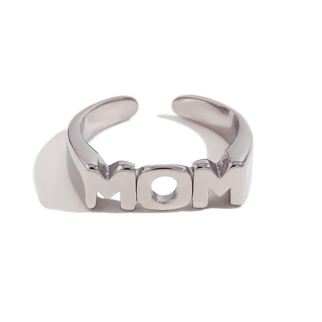 Mother's day gift mom letter rhinestone stainless steel finger rings