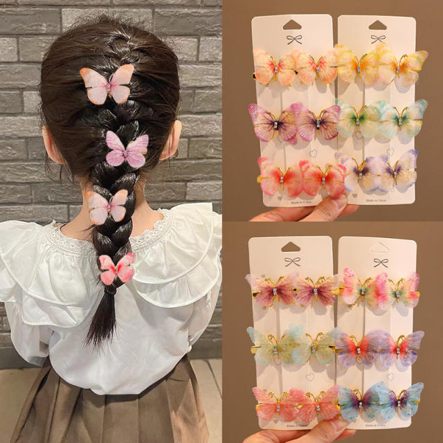 6pcs cute butterfly super pretty hair clips set for kids
