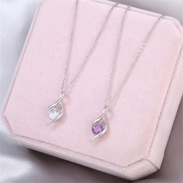 Hot sale dainty colorful cubic zircon necklace mother's day gift