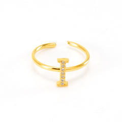 Popular diamond initial letter stainless steel adjustable rings