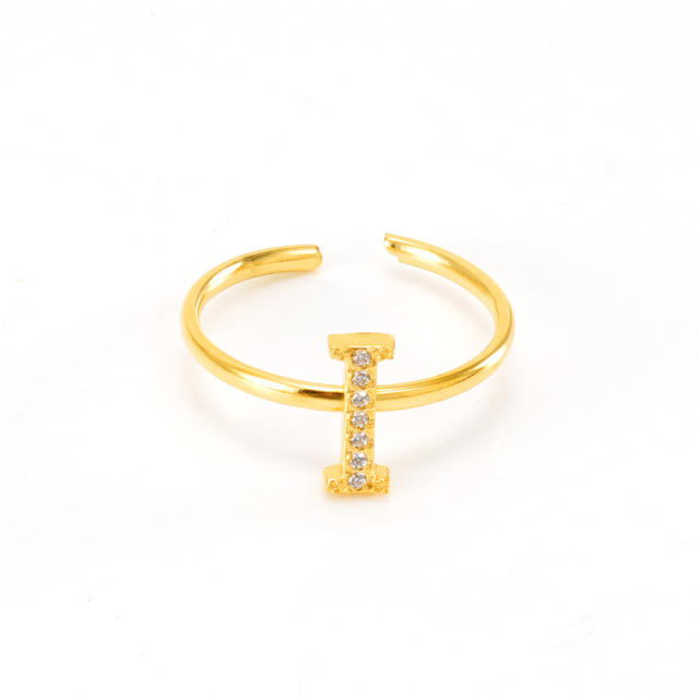 Popular diamond initial letter stainless steel adjustable rings