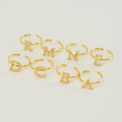 Popular diamond initial letter stainless steel adjustable rings
