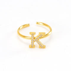 Popular diamond initial letter stainless steel adjustable rings