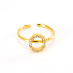 Popular diamond initial letter stainless steel adjustable rings