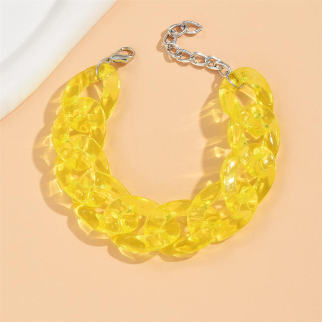 Candy color clear acylic cuban link chain bracelet