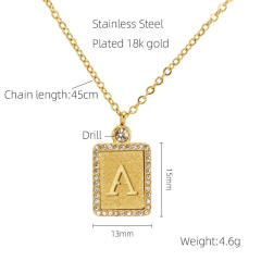 18KG hollow out initial letter frosted pendant dainty stainless steel necklace