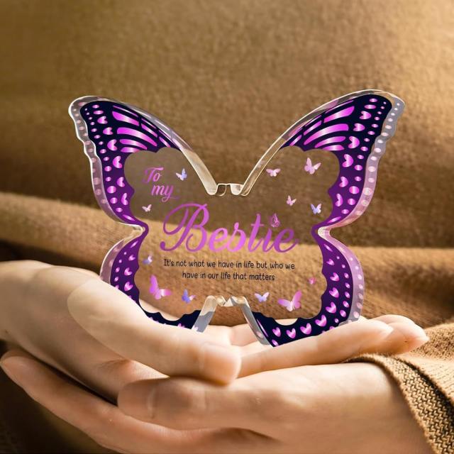 Purple color butterfly shape mother's day familay gift acrylic desk decoration