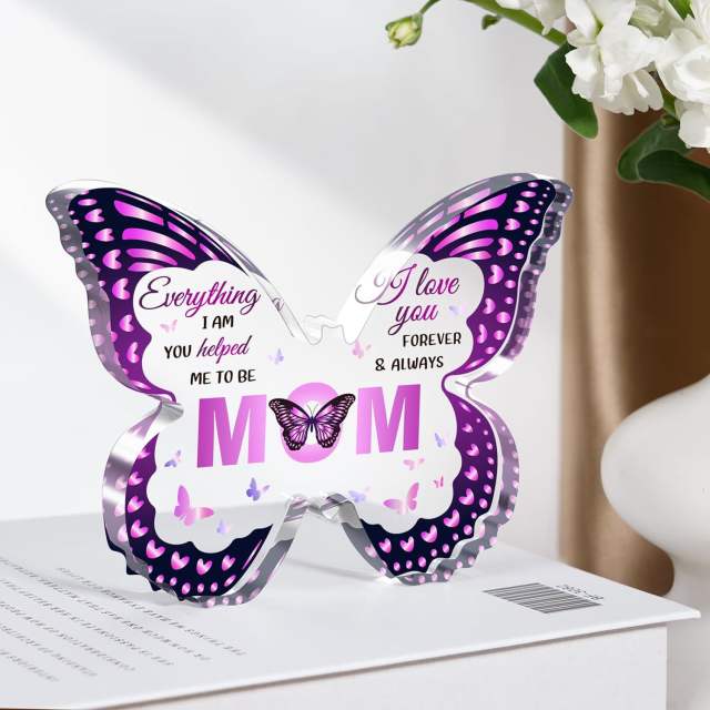 Purple color butterfly shape mother's day familay gift acrylic desk decoration