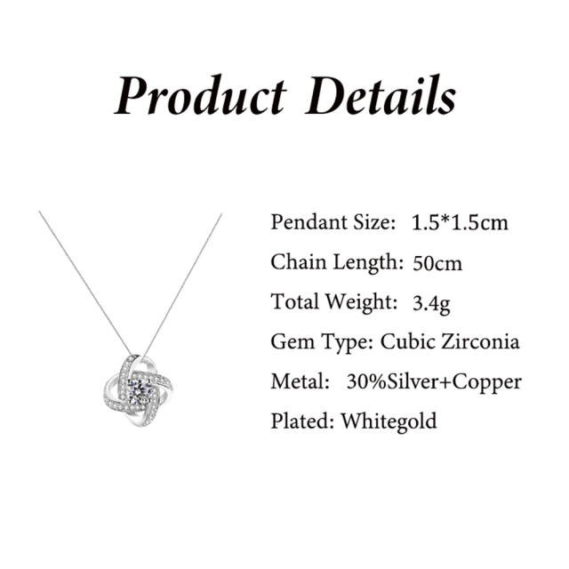 Hollow out diamond clover dainty necklace mother's day gift