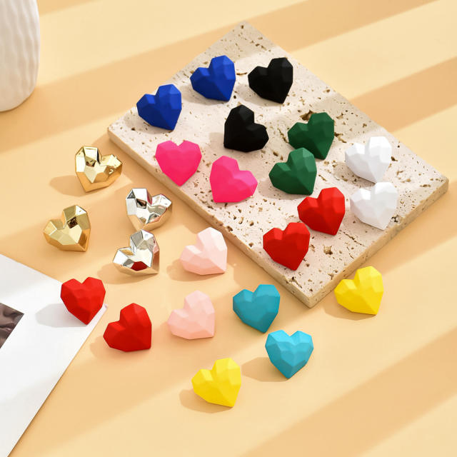 Hot sale super cute colorful heart studs earrings