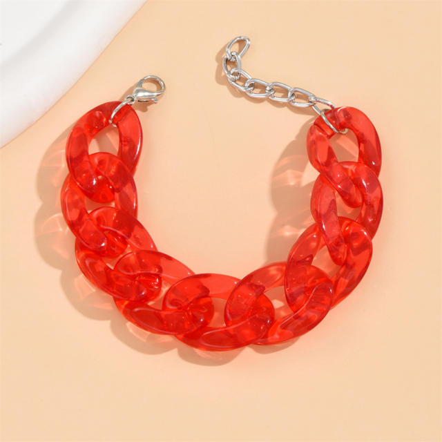Candy color clear acylic cuban link chain bracelet