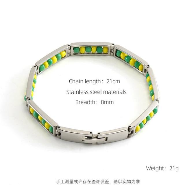 18KG colorful seed bead stainless steel bangle
