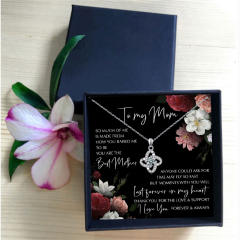 To my mom diamond clover dainty necklace