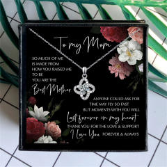 To my mom diamond clover dainty necklace