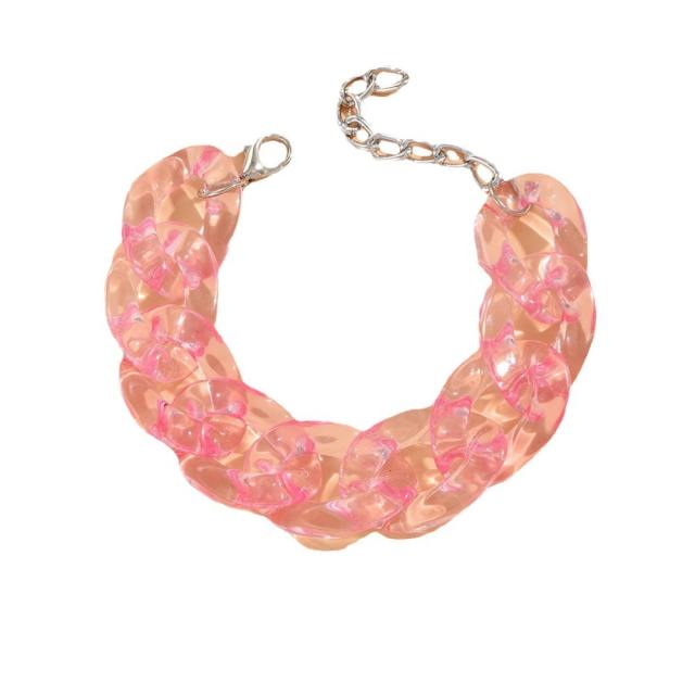 Candy color clear acylic cuban link chain bracelet