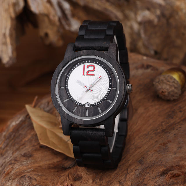 Vintage quartz watch wooden watch for men