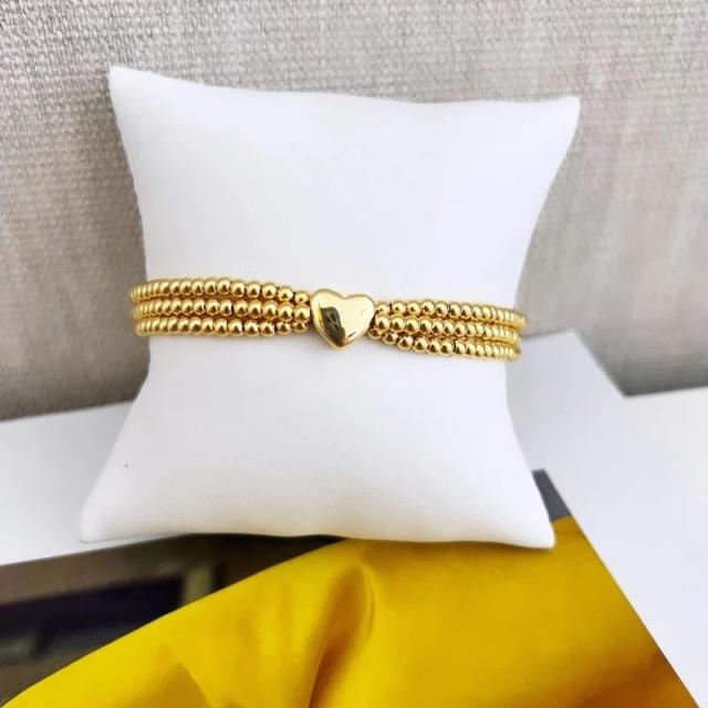 18KG real gold plated copper layer heart bracelet