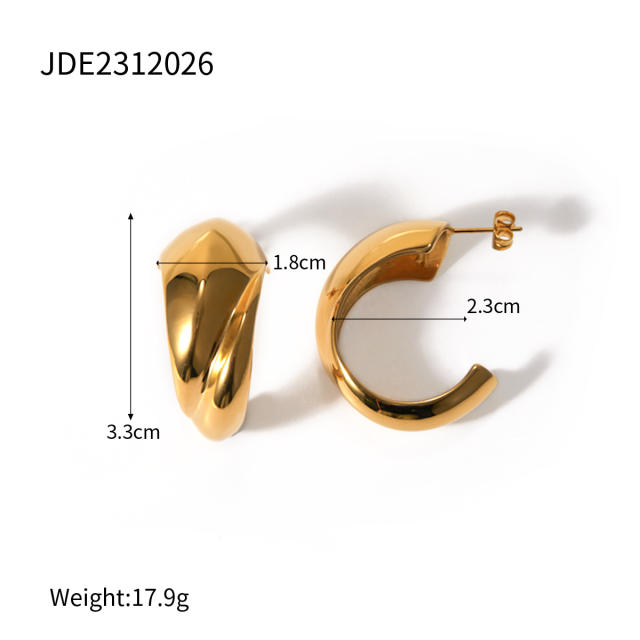 18KG chunky mix color open hoop stainless steel earrings