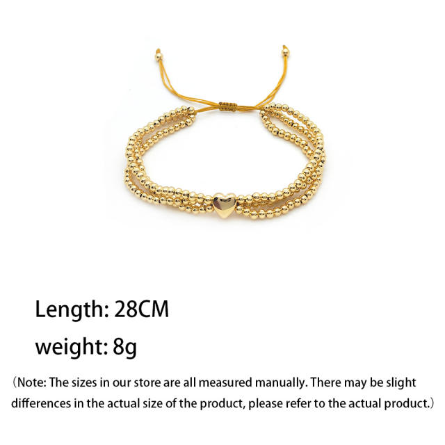 18KG real gold plated copper layer heart bracelet