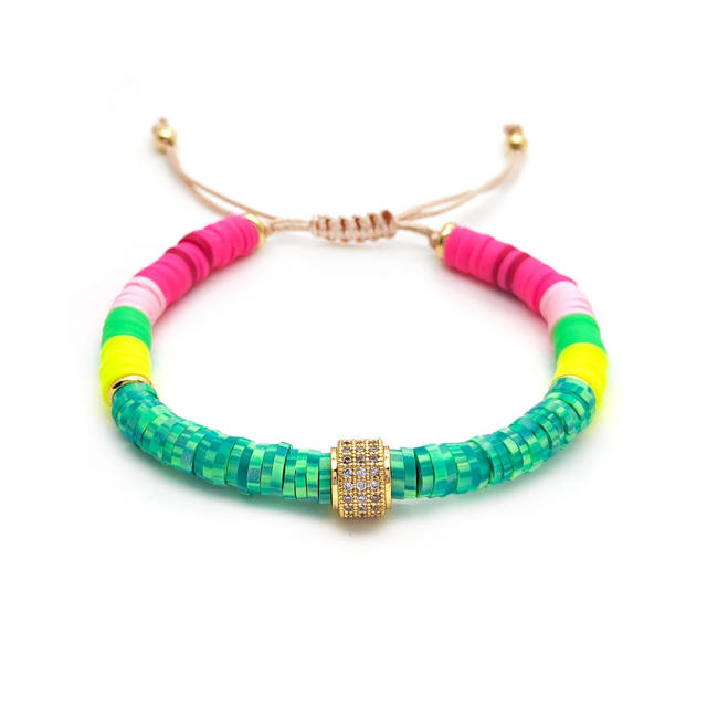 Personality summer colorful heishi bead pearl bead bracelet