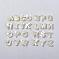 Natural shell initial letter gold plated copper beaded necklace