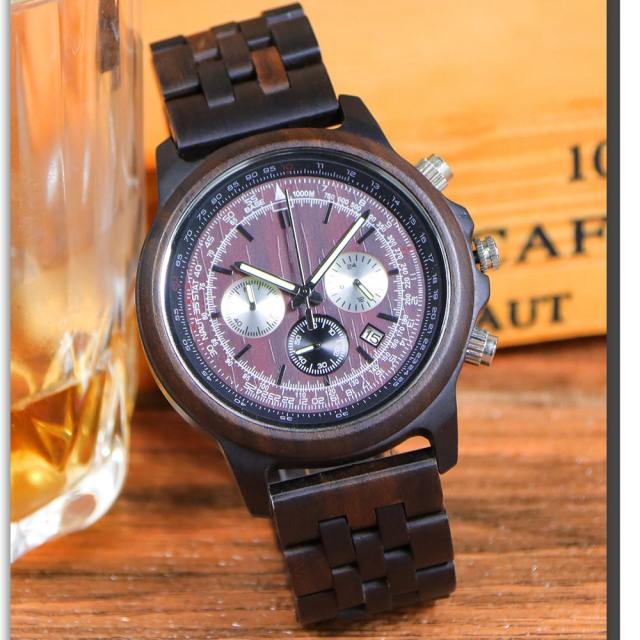 Large size quartz watch business men wooden watch
