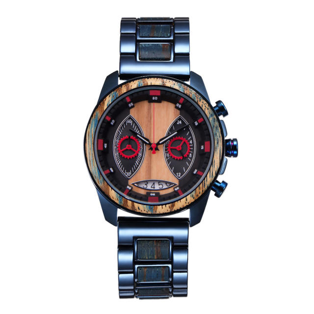 Natural colorful quartz watch wooden watch for men