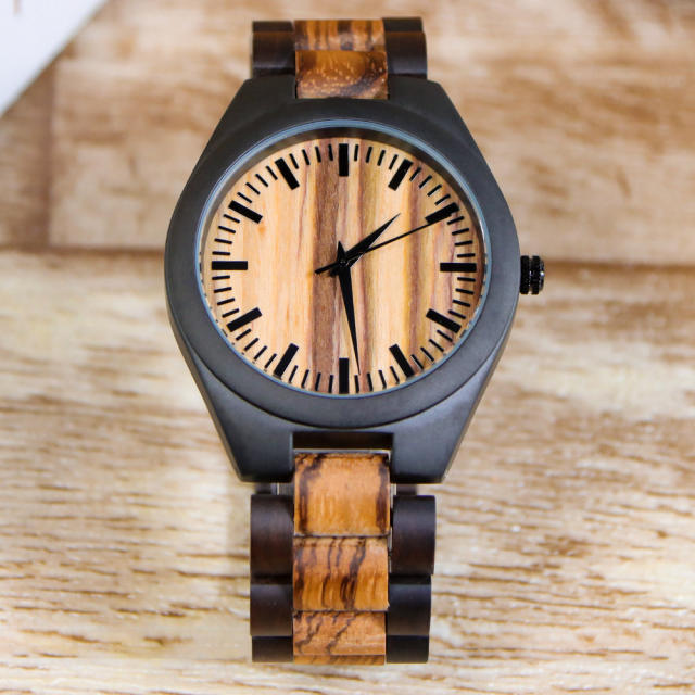 Popular colorful wood quartz watch for men