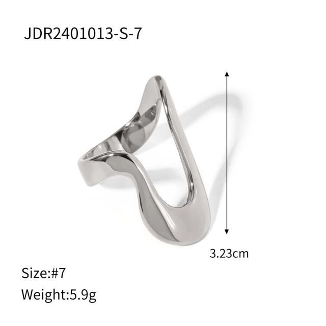 18KG Geometic line stainless steel finger rings