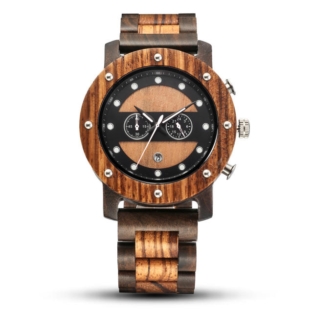 Multi function hot sale business tren Quartz watch luminous with calendar wooden watch