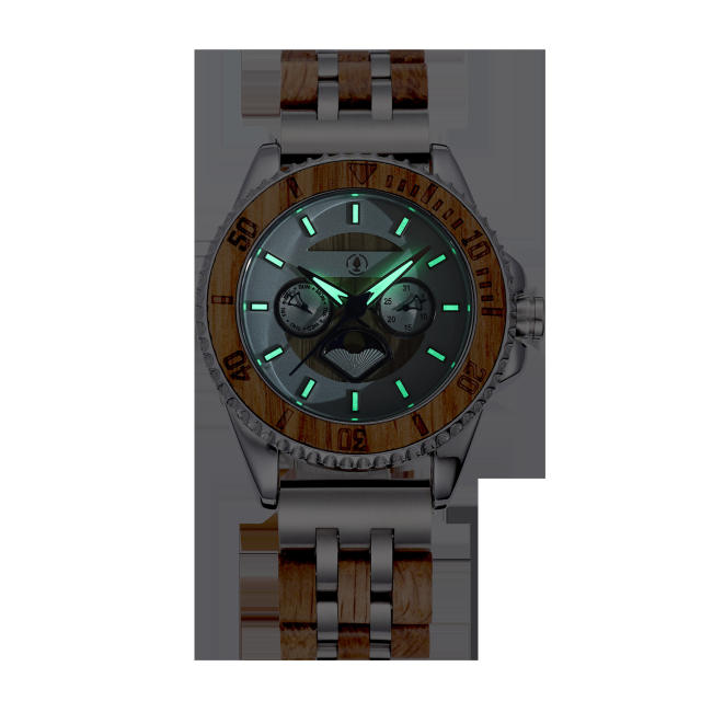 Hot sale wooden quartz watch luminous watch