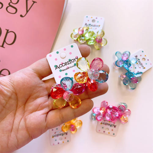 Korean fashion clear flower hair ties for children