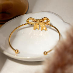 Cute bow 18KG stainless steel cuff bangles