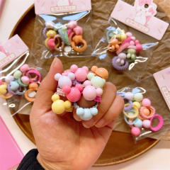8pcs cute spring color rubber band hair ties set for kids