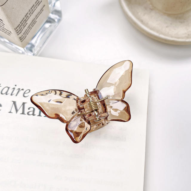 5.5CM/2.5CM summer hot sale colorful clear butterfly women hair claw clips