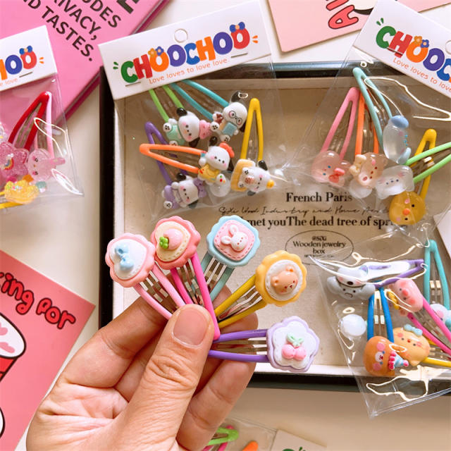 5pcs mini cartoon animal cute snap hair clips set for kids