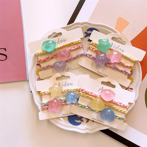 3PCS candy color heart star hair ties set for kids