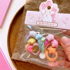 8pcs cute spring color rubber band hair ties set for kids