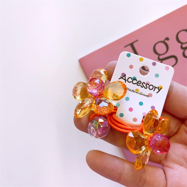 Korean fashion clear flower hair ties for children