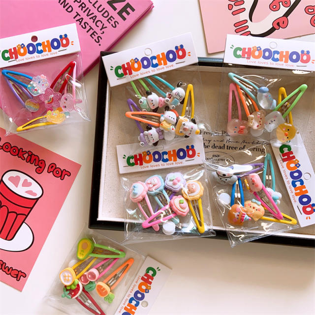 5pcs mini cartoon animal cute snap hair clips set for kids