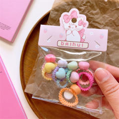 8pcs cute spring color rubber band hair ties set for kids