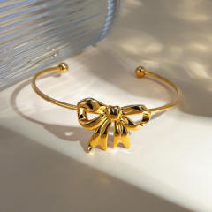 Cute bow 18KG stainless steel cuff bangles