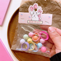 8pcs cute spring color rubber band hair ties set for kids