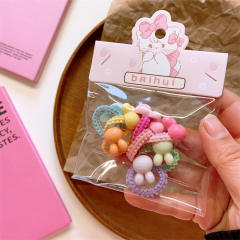 8pcs cute spring color rubber band hair ties set for kids