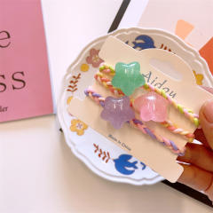 3PCS candy color heart star hair ties set for kids