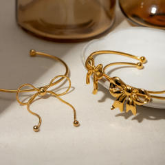 Cute bow 18KG stainless steel cuff bangles