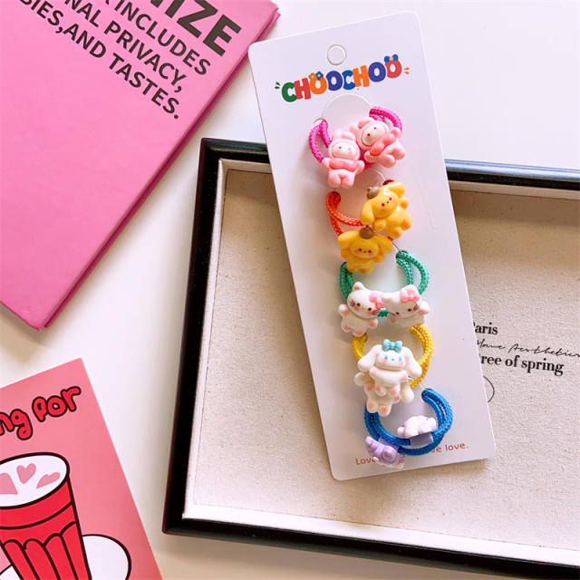 5 pair cute cartoon colorlful hair ties for kids