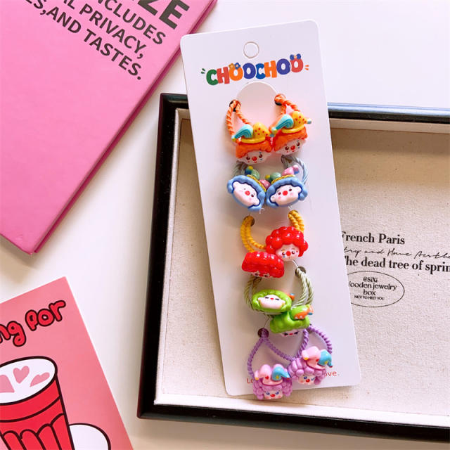 5 pair cute cartoon colorlful hair ties for kids